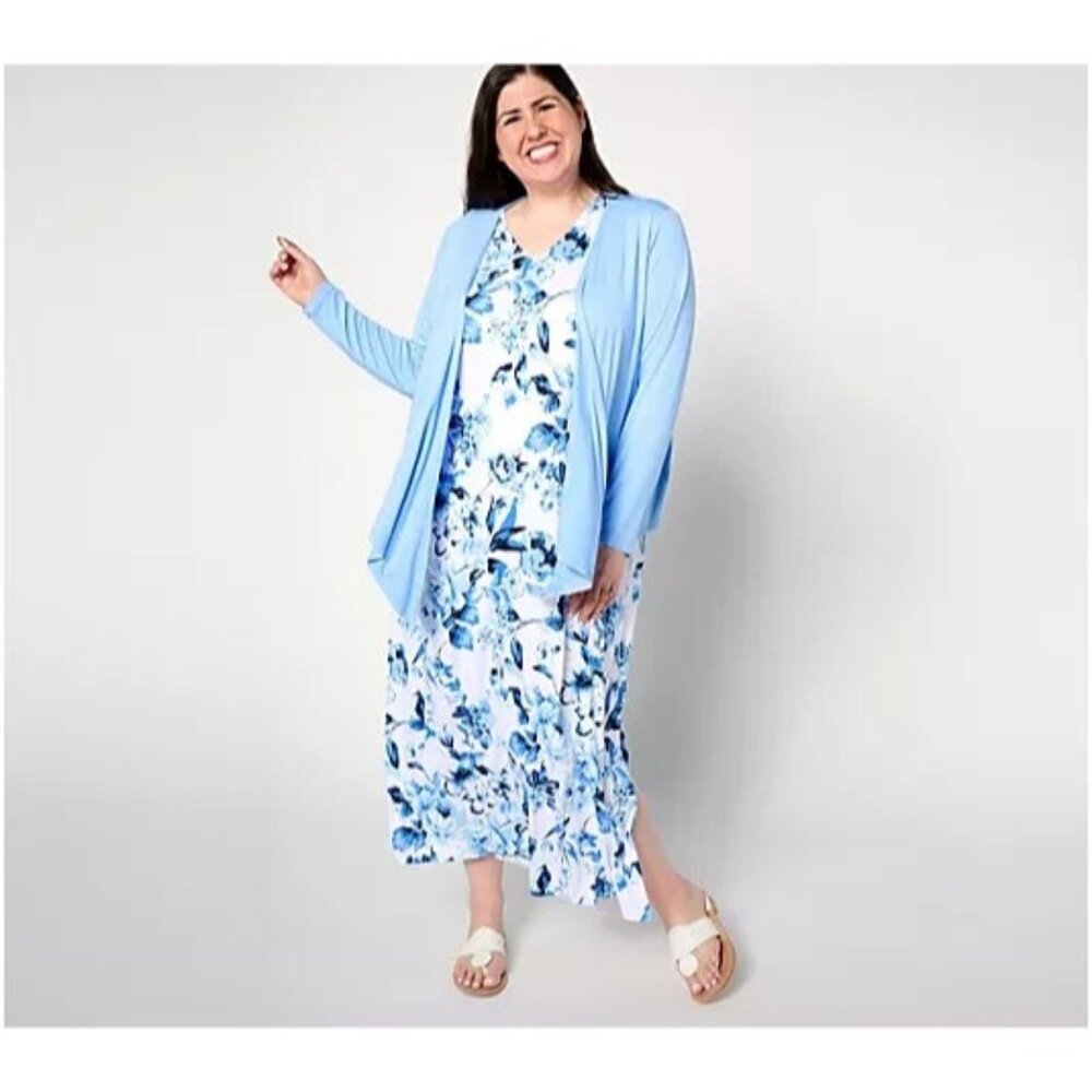 NWOT Belle by Kim Gravel Better Together Dress and Shrug Indigo Rose PL